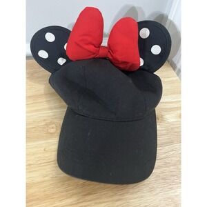 Disney Parks Women's Snapback‎ Hat Minnie Mouse Ears Cap Black/Bow